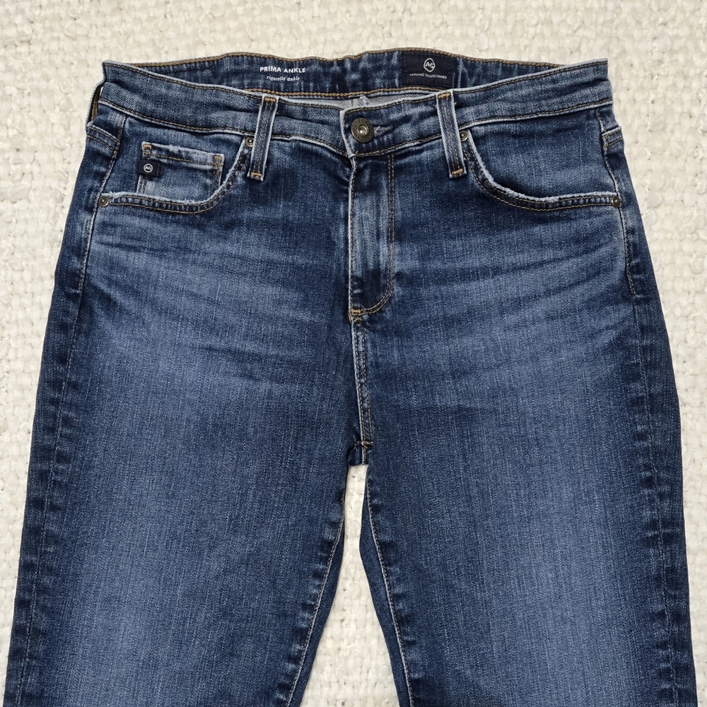 AG Adriano Goldschmied Prima Cigarette Ankle Dark Blue Wash Jeans Size 28R - Picture 2 of 14
